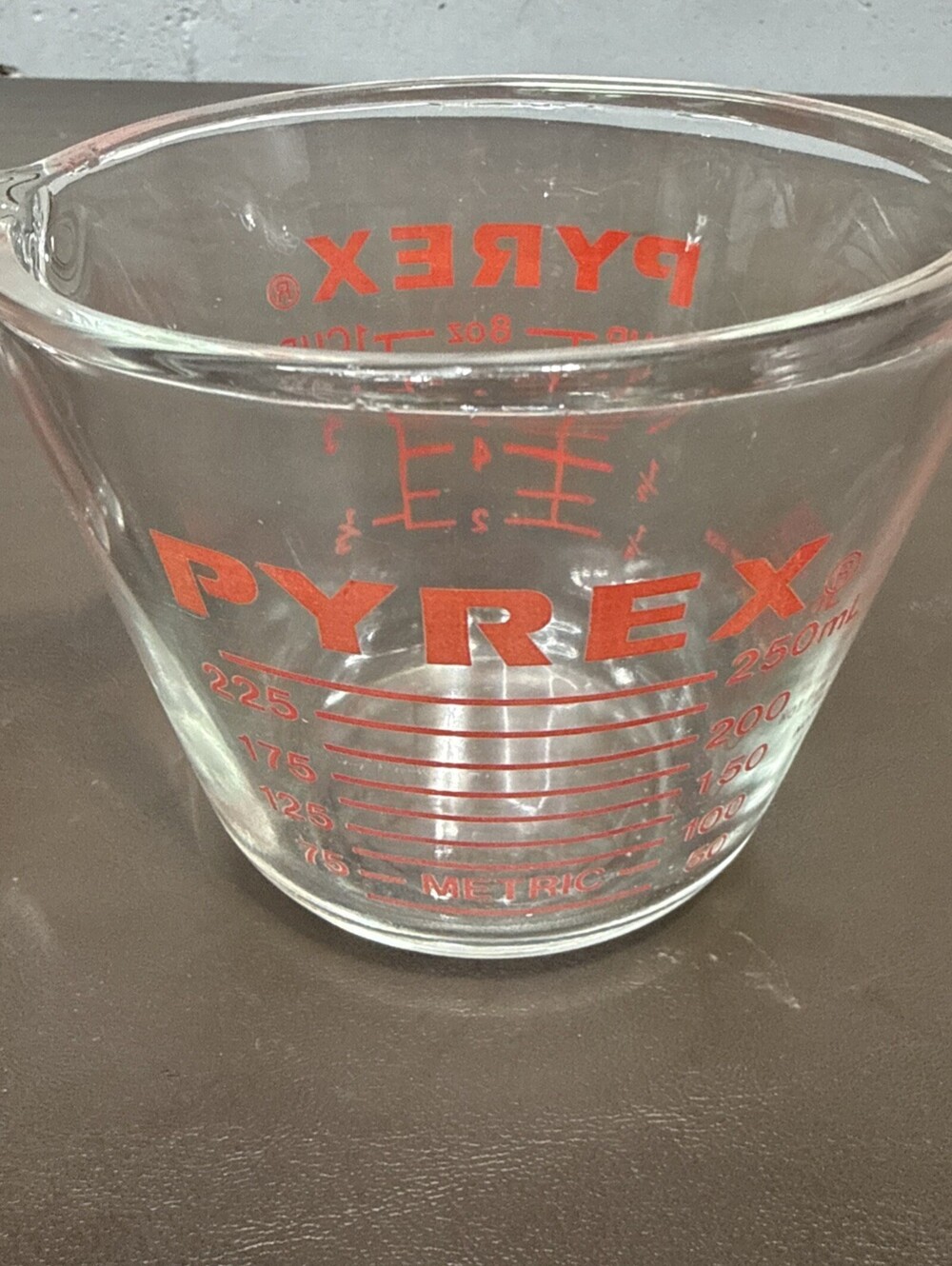 PYREX Vintage Measuring 1 Cup Glass 8oz RED Lettering USA Model 508 Corning NY